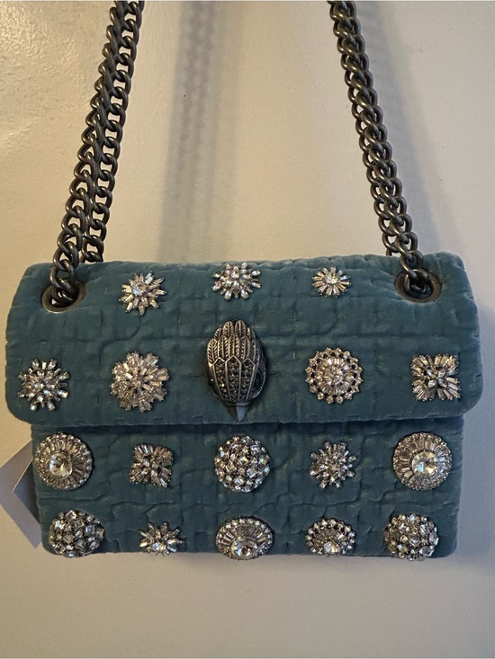 Kurt Geiger Handbags - Kurt Geiger Blue Quilted Shoulder Bag with Crystal Embellishments
